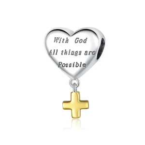 (bilde for) Pandora Style Two Tone Bicolor With God All Things Are Possible Dingler - BSC309
