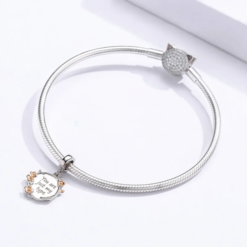 (bilde for) Pandora Style Two Tone Bicolor You Are Just My Type Dangle - BSC147 - Vis 3