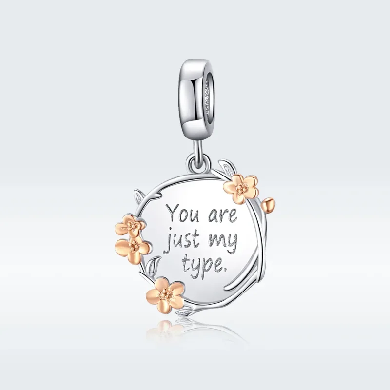 (bilde for) Pandora Style Two Tone Bicolor You Are Just My Type Dangle - BSC147 - Vis 5