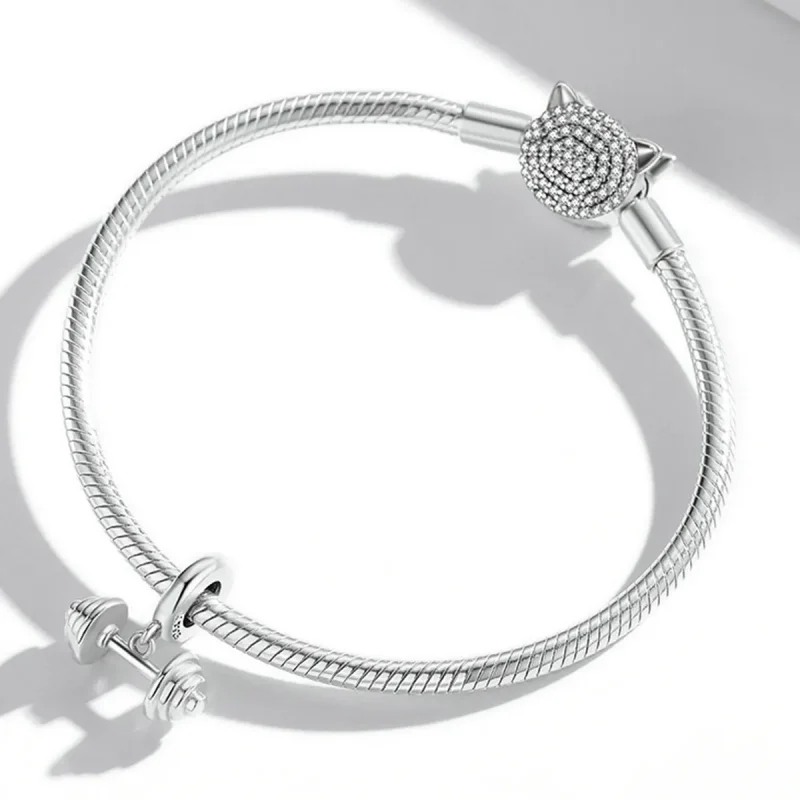 (bilde for) Pandora Style Vektløfting Barbell Dangle - SCC2052 - Vis 3