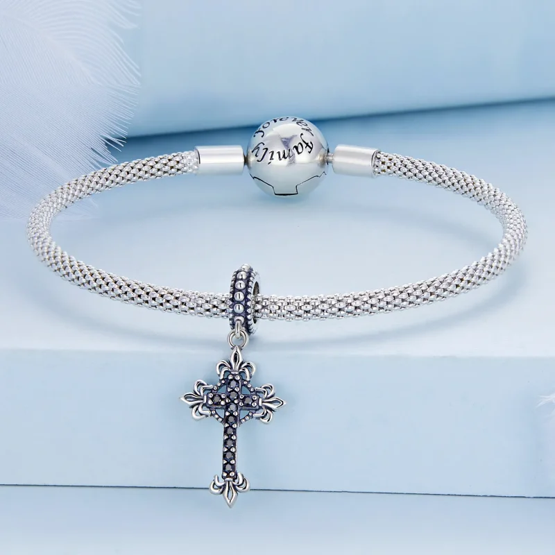 (bilde for) Pandora Style Vintage Cross Dangle - BSC669 - Vis 3