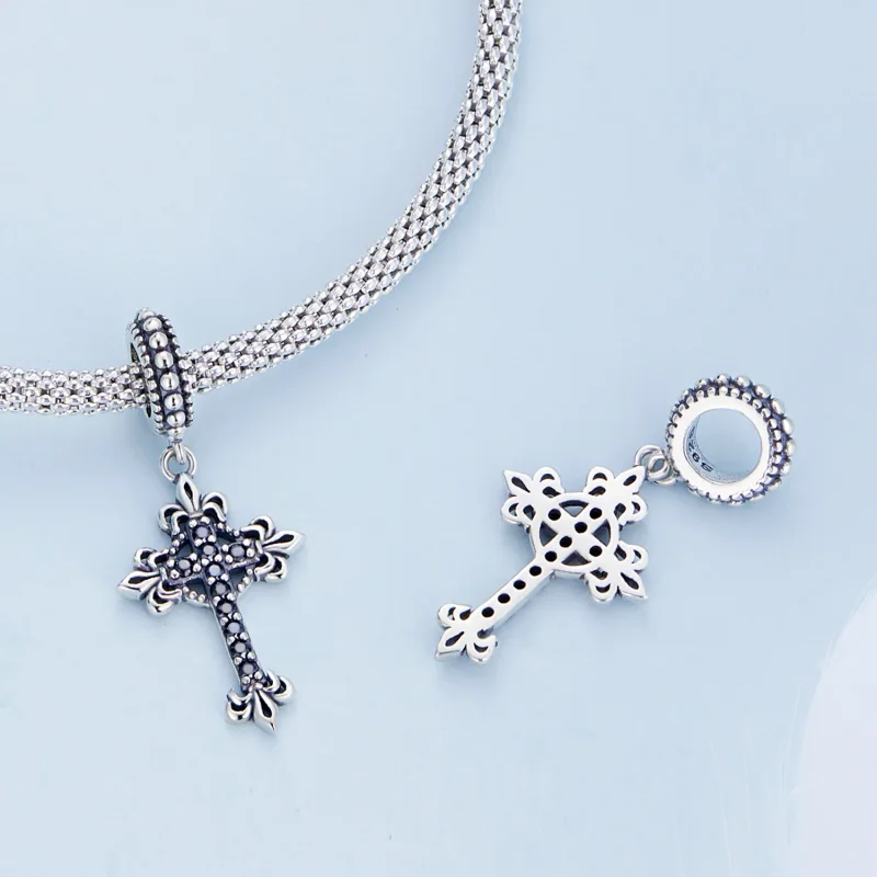 (bilde for) Pandora Style Vintage Cross Dangle - BSC669 - Vis 4