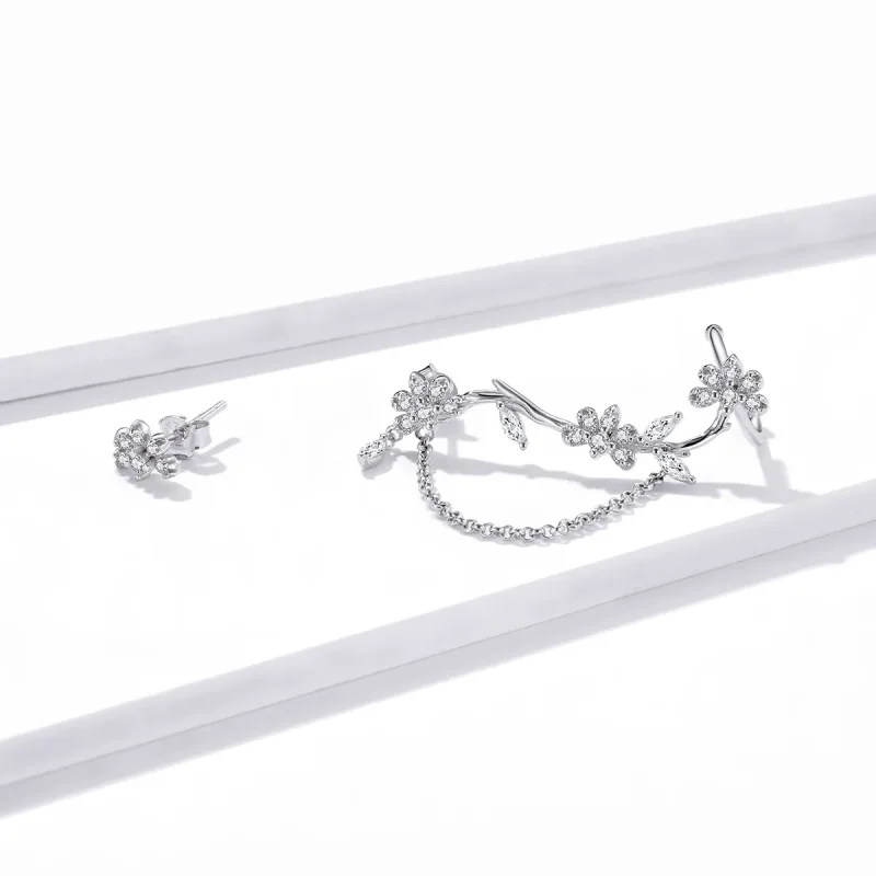 (bilde for) Pandora Style Blossoms On Moshang Ear clip - BSE476 - Vis 3