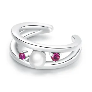 (bilde for) Pandora Style Exquisite Shell Pearl Dobbeltlags øreklips - SCE1431