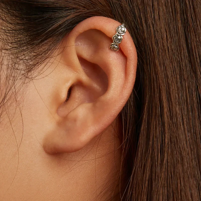 (bilde for) Pandora Style Retro Rose Ear-klips - BSE582 - Vis 8
