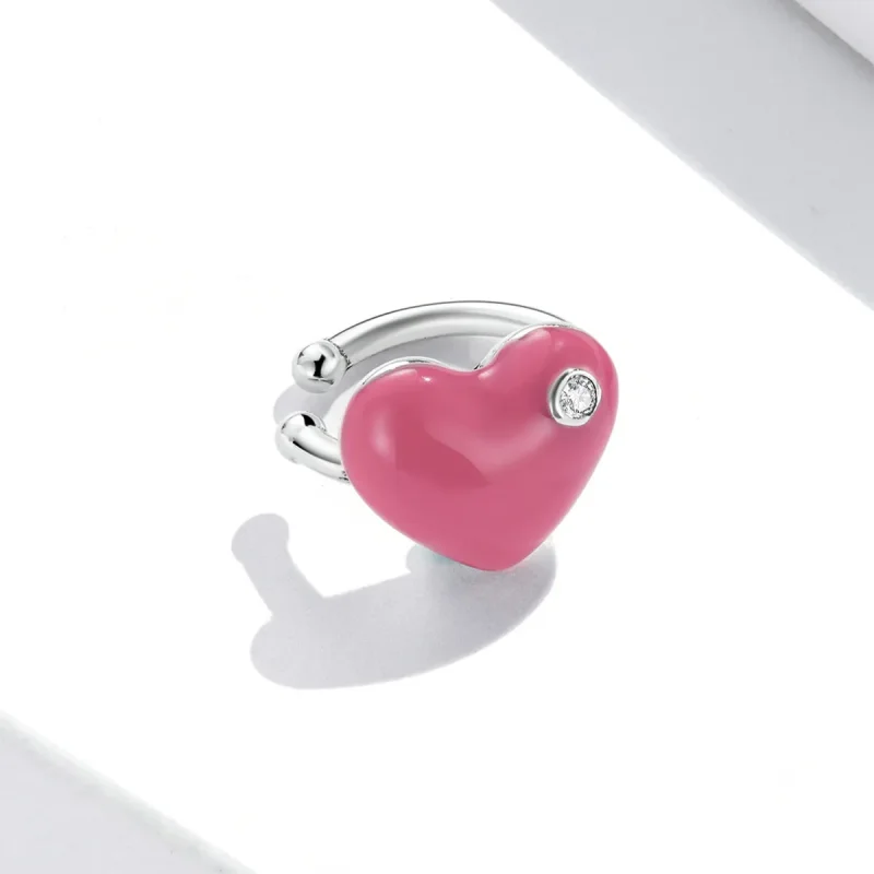 (bilde for) Pandora Style Rose Rødt Hjerte Øreklips - SCE1362 - Vis 2