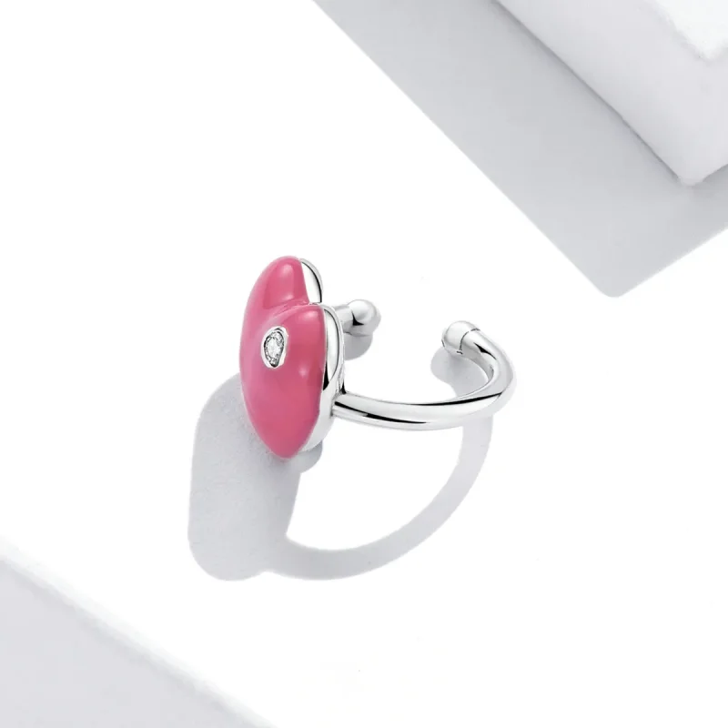 (bilde for) Pandora Style Rose Rødt Hjerte Øreklips - SCE1362 - Vis 3