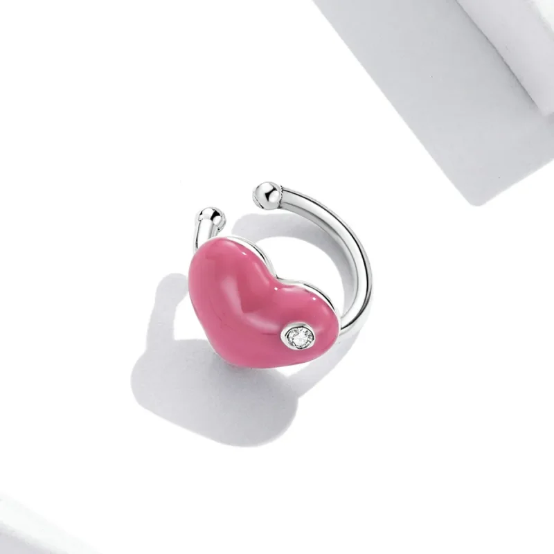(bilde for) Pandora Style Rose Rødt Hjerte Øreklips - SCE1362 - Vis 4