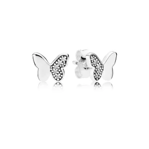 (bilde for) Pandora Butterfly silver stud earrings with clear cubic zirconia - 290693CZ