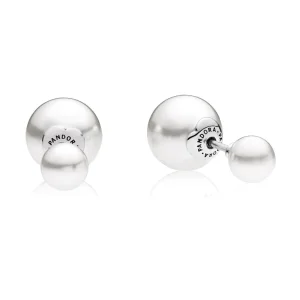 (bilde for) Pandora Double-sided silver earrings with white crystal pearl - 290747WCP
