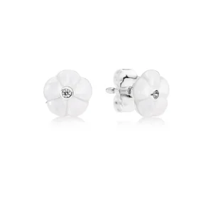 (bilde for) Pandora Floral silver stud earrings with mother of pearl and clear cubic zirconia - 290698MOP