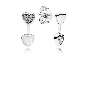 (bilde for) Pandora Heart silver earrings with clear cubic zirconia and silver enamel - 290750CZ