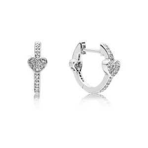 (bilde for) Pandora Heart silver hoop earrings with clear cubic zirconia - 297290CZ