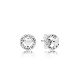 (bilde for) Pandora Heart silver stud earrings with detachable earring jackets and clear cubic zirconia - 297709CZ