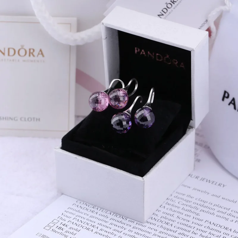 (bilde for) Pandora Øredobber, sterlingsilver, pink kubisk zirkonia - 290552PCZ - Vis 2