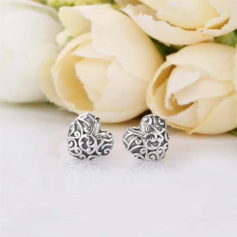 (bilde for) Pandora Regal pattern heart silver stud earrings - 297693 - Vis 2