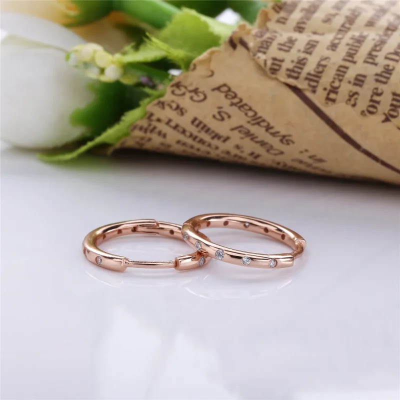 (bilde for) PANDORA Rose hoop earrings with clear cubic zirconia - 286244CZ - Vis 3