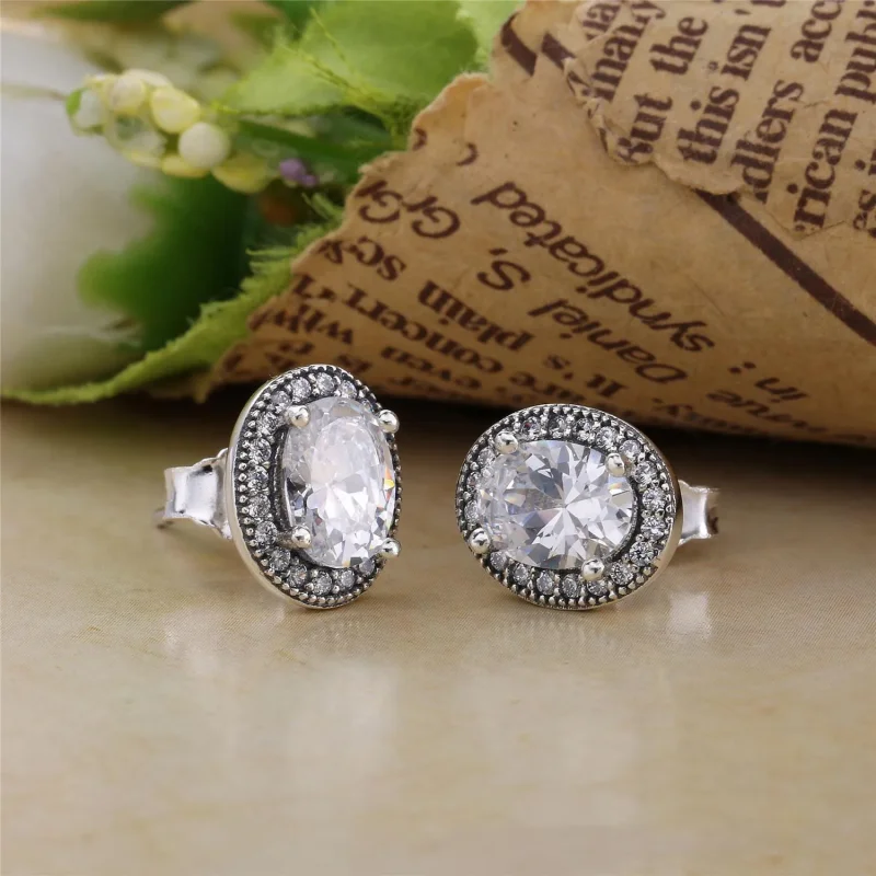 (bilde for) Pandora Silver stud earrings with clear cubic zirconia - 296247CZ - Vis 3
