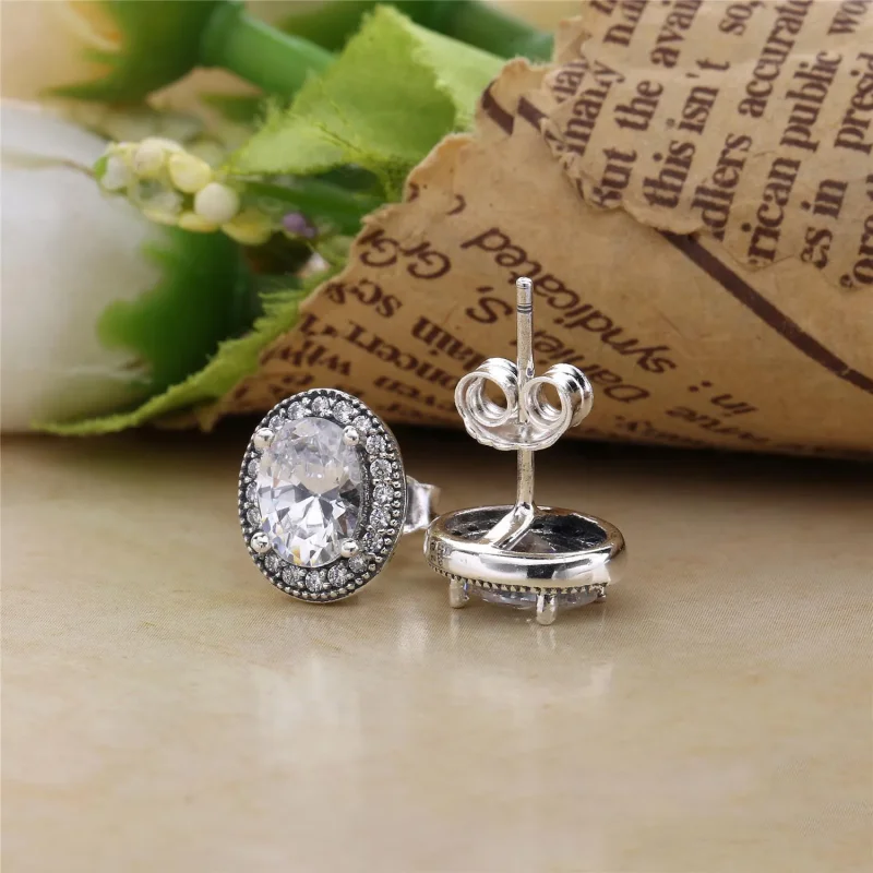 (bilde for) Pandora Silver stud earrings with clear cubic zirconia - 296247CZ - Vis 4