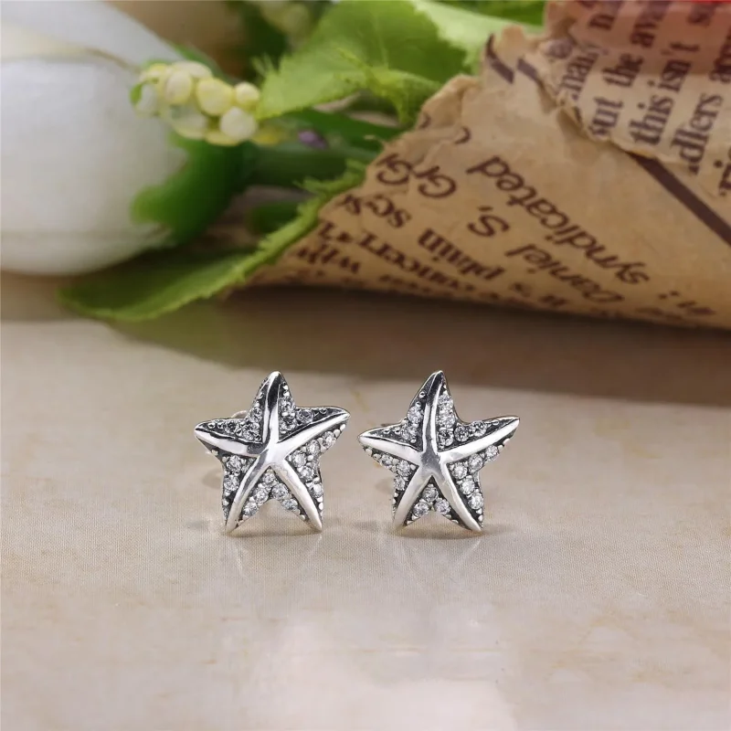 (bilde for) Pandora Sjøstjerneøredobber i sølv med klare cubic zirconia - 290748CZ - Vis 2