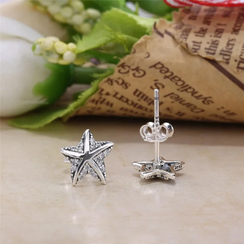(bilde for) Pandora Sjøstjerneøredobber i sølv med klare cubic zirconia - 290748CZ - Vis 3