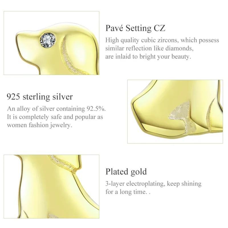 (bilde for) Pandora-stil gullbelagte valpeøreringer - SCE584-C - Vis 3