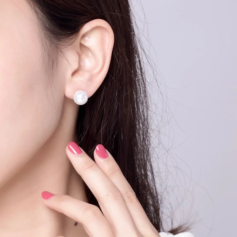 (bilde for) Pandora-stil rosa gull perle øredobber - SCE609 - Vis 5