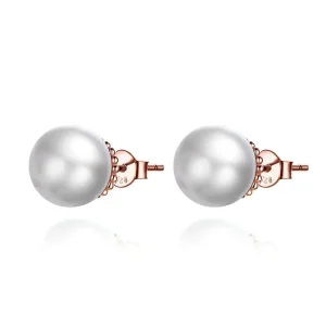 (bilde for) Pandora-stil rosa gull perle øredobber - SCE609