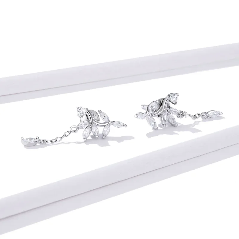 (bilde for) Pandora-stil sølv skinnende blomst Dangle øredobber - BSE350 - Vis 2