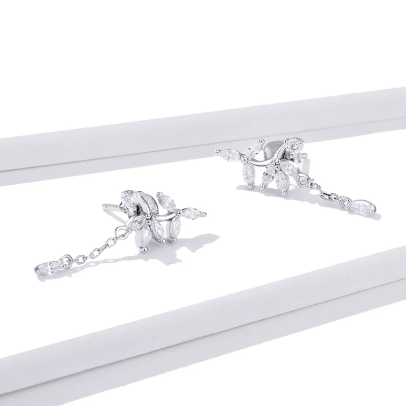 (bilde for) Pandora-stil sølv skinnende blomst Dangle øredobber - BSE350 - Vis 3