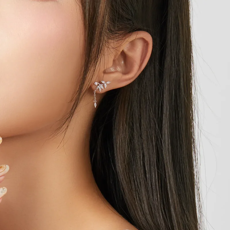 (bilde for) Pandora-stil sølv skinnende blomst Dangle øredobber - BSE350 - Vis 6