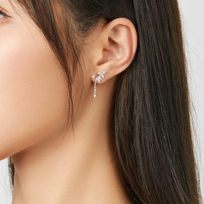 (bilde for) Pandora-stil sølv skinnende blomst Dangle øredobber - BSE350 - Vis 8