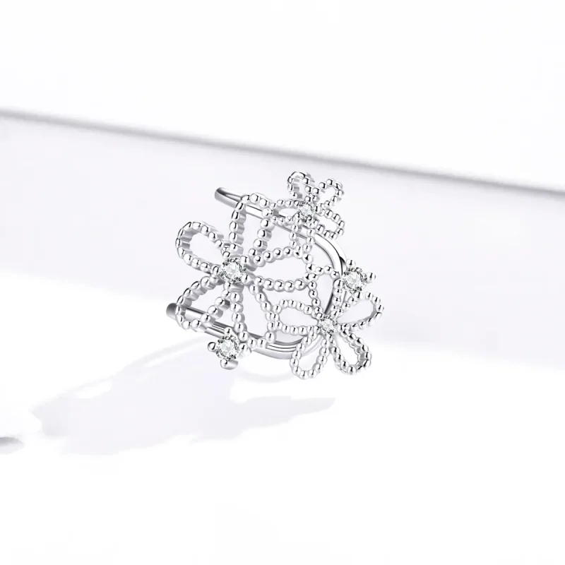(bilde for) Pandora-stil sølv skinnende blomster øredobber - SCE921 - Vis 2