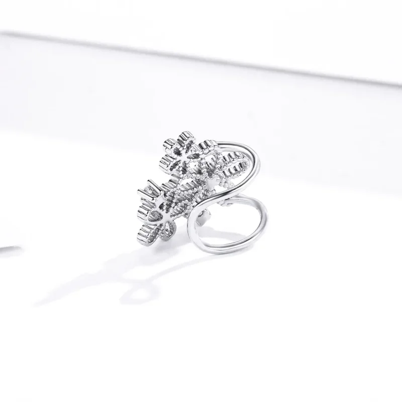 (bilde for) Pandora-stil sølv skinnende blomster øredobber - SCE921 - Vis 3