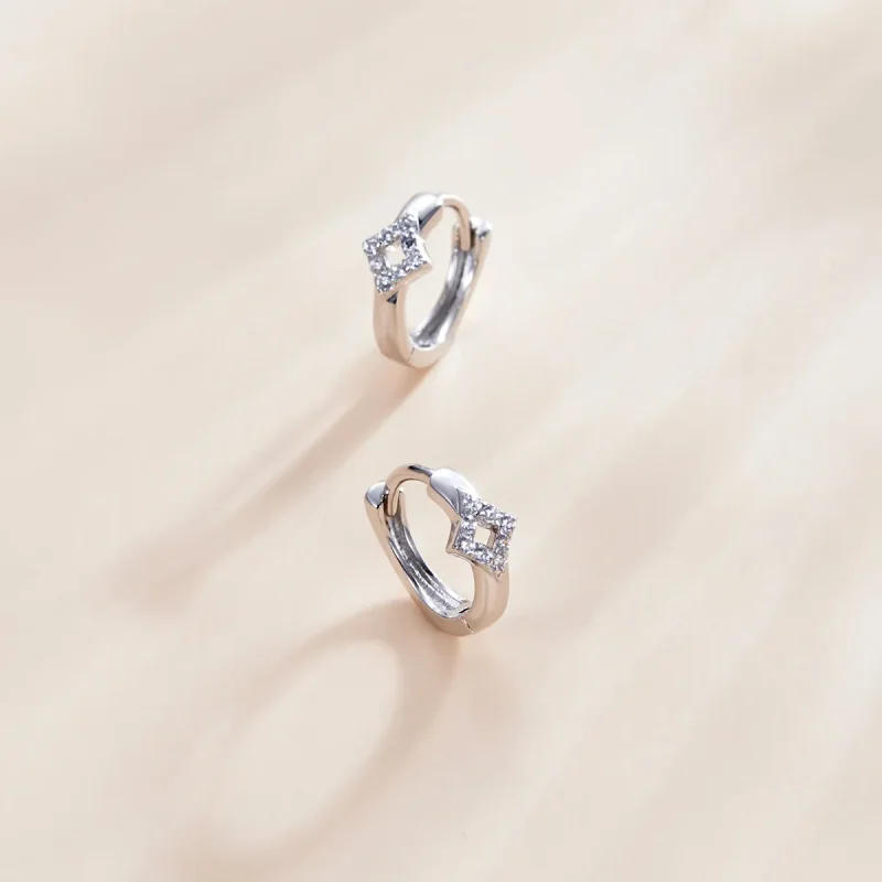 (bilde for) Pandora-stil sølv skinnende diamantring øredobber - SCE1048 - Vis 3