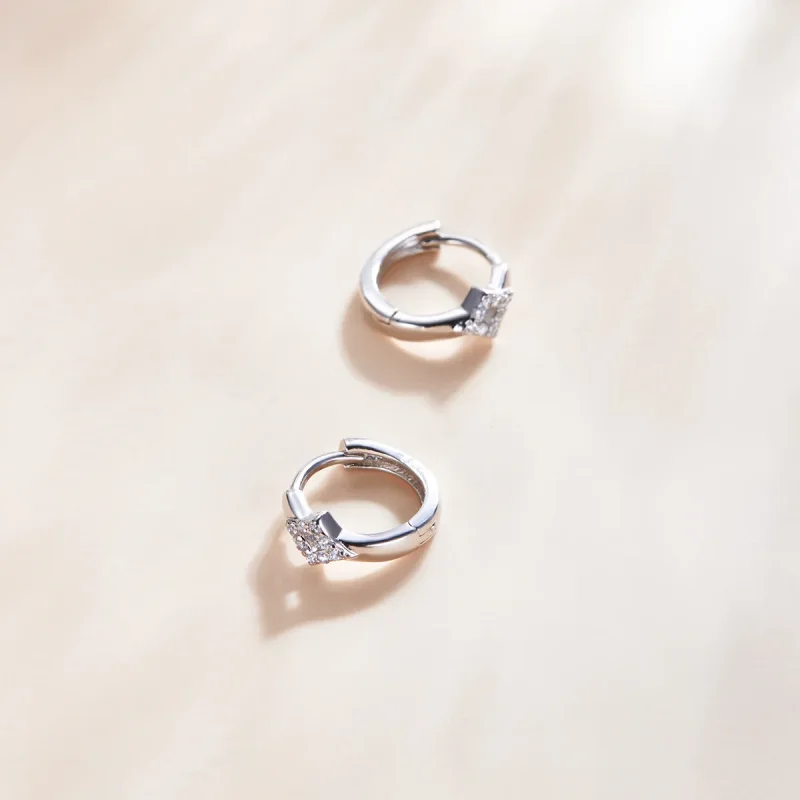 (bilde for) Pandora-stil sølv skinnende diamantring øredobber - SCE1048 - Vis 4