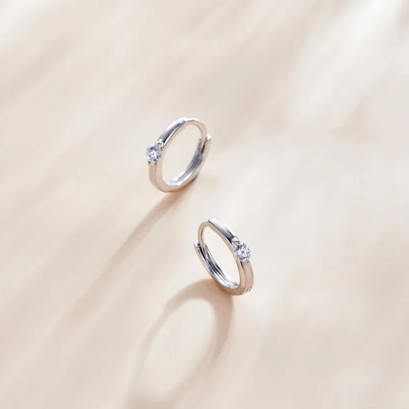 (bilde for) Pandora-stil sølv skinnende diamantring øredobber - SCE1050-A - Vis 2