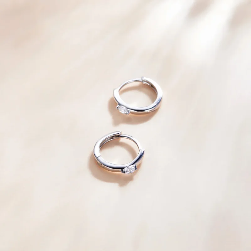 (bilde for) Pandora-stil sølv skinnende diamantring øredobber - SCE1050-A - Vis 4