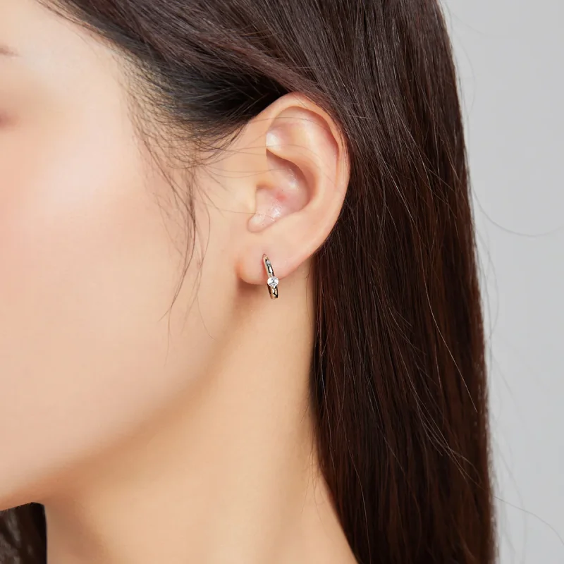 (bilde for) Pandora-stil sølv skinnende diamantring øredobber - SCE1050-A - Vis 5