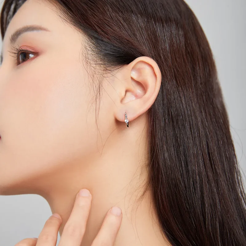 (bilde for) Pandora-stil sølv skinnende diamantring øredobber - SCE1050-A - Vis 6
