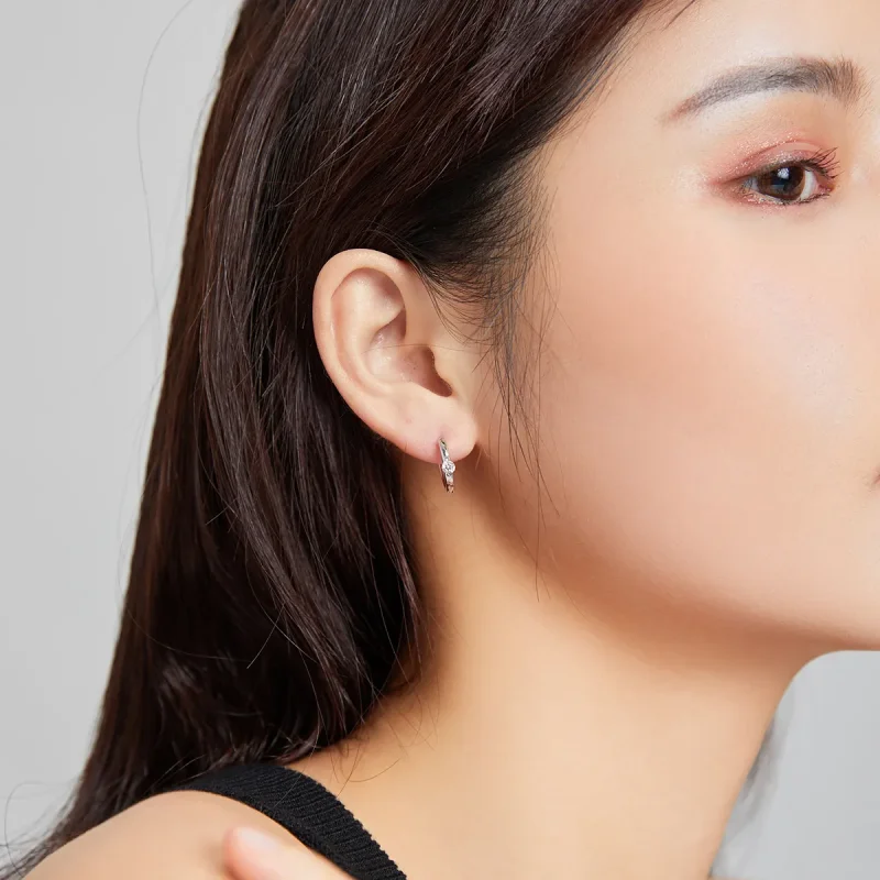 (bilde for) Pandora-stil sølv skinnende diamantring øredobber - SCE1050-A - Vis 7