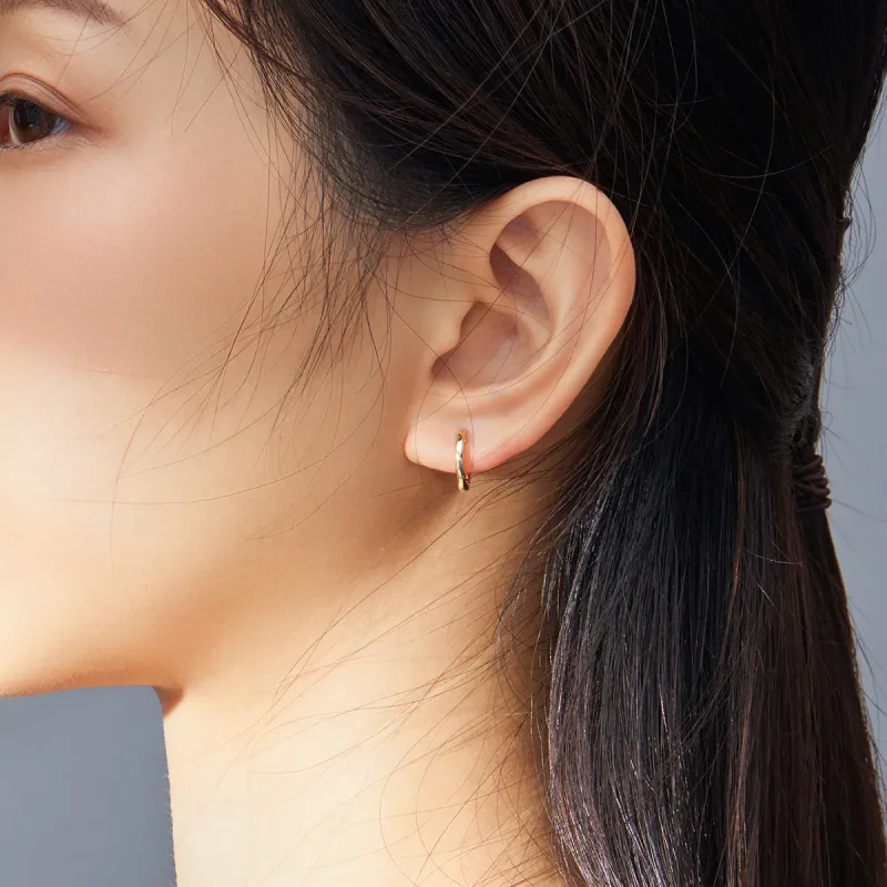 (bilde for) Pandora Style 18 karat gullbelagte enkle bøyle øredobber - SCE808 - Vis 6