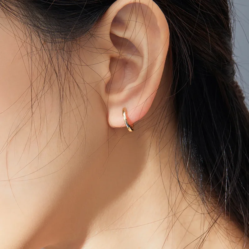 (bilde for) Pandora Style 18 karat gullbelagte enkle bøyle øredobber - SCE808 - Vis 7