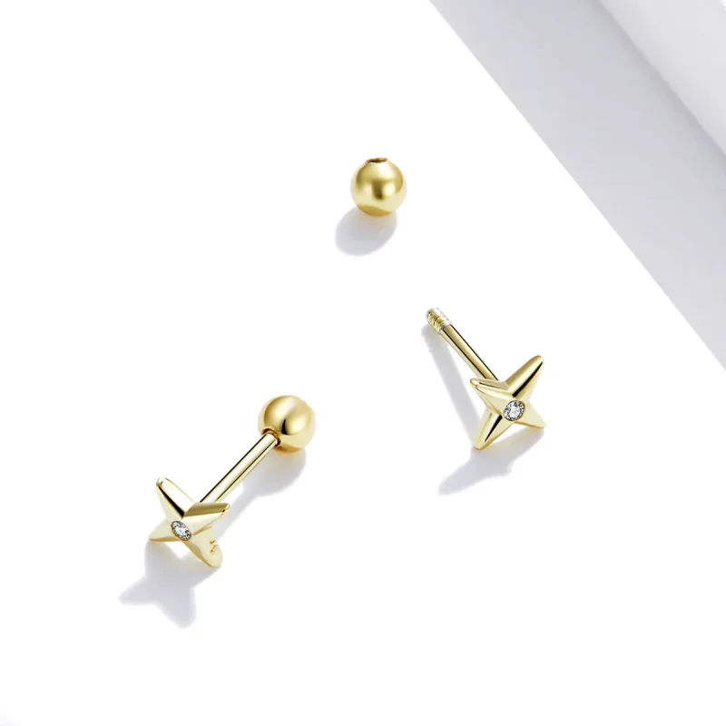 (bilde for) Pandora Style 18 karat gullbelagte Golden Stars øredobber - SCE1117 - Vis 2