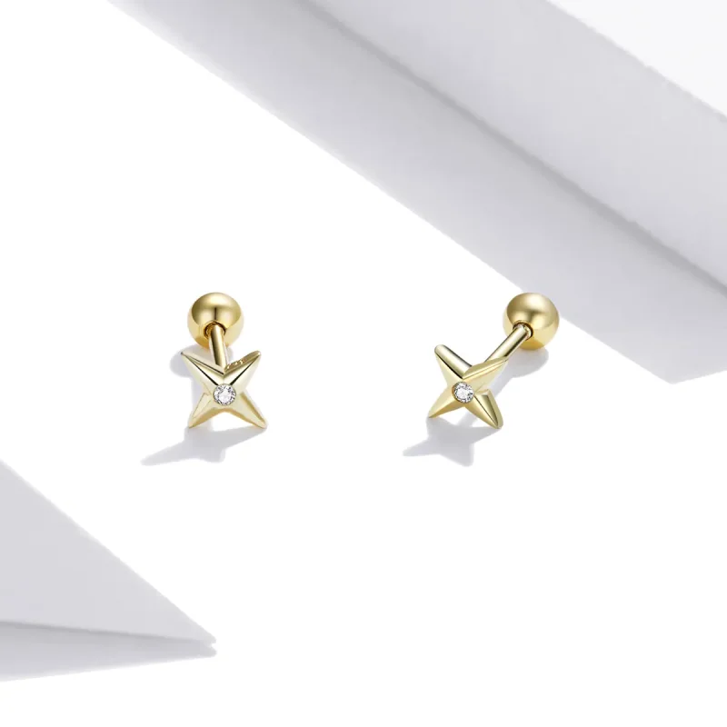 (bilde for) Pandora Style 18 karat gullbelagte Golden Stars øredobber - SCE1117 - Vis 3