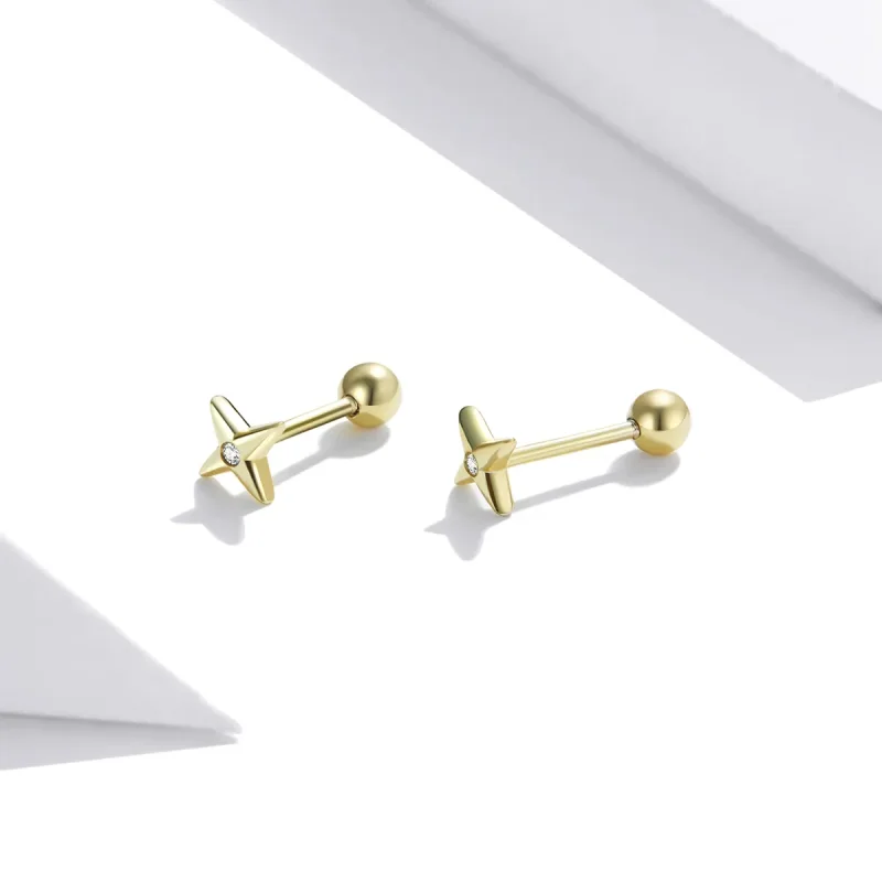 (bilde for) Pandora Style 18 karat gullbelagte Golden Stars øredobber - SCE1117 - Vis 4