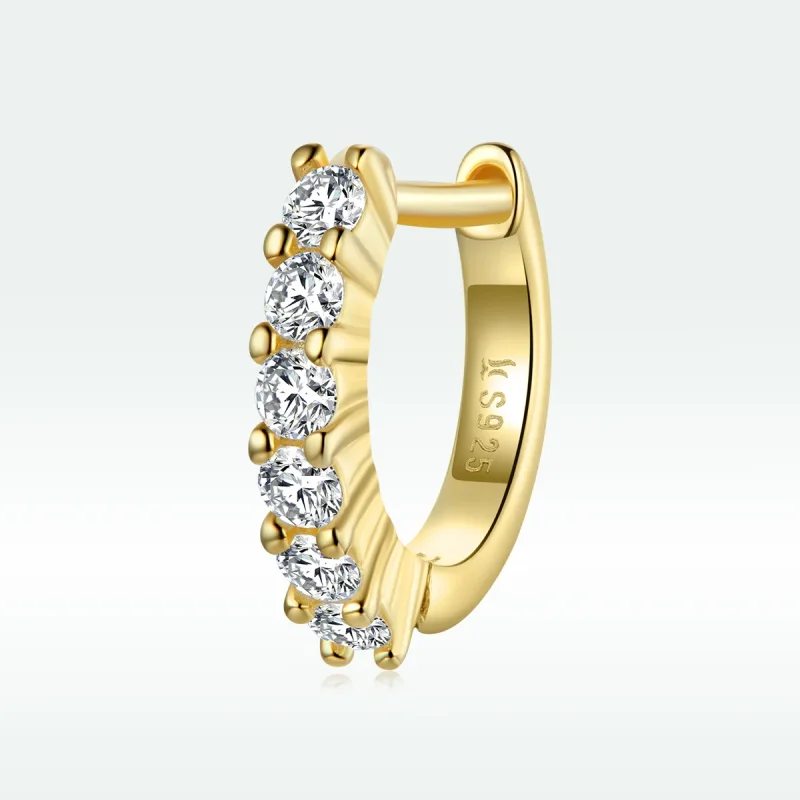 (bilde for) Pandora Style 18 karat gullbelagte skinnende hvite bøyle øredobber - SCE1103 - Vis 4
