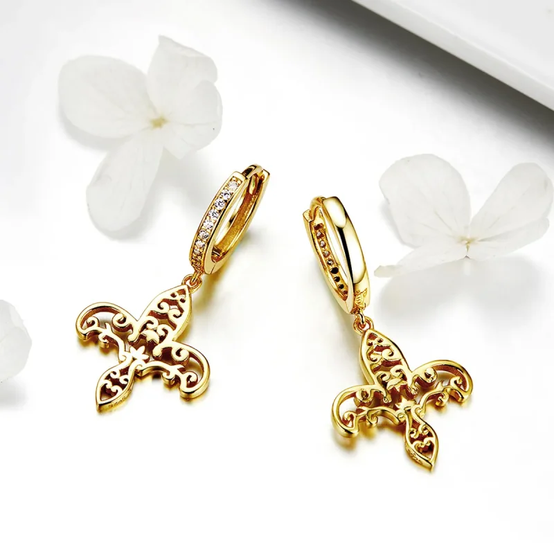 (bilde for) Pandora Style Gullbelagte Iris-hengende øredobber - SCE535 - Vis 3