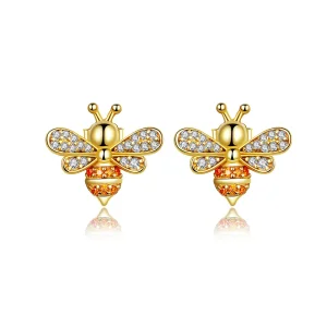 (bilde for) Pandora Style Gullbelagte Reiki Bee Stud øredobber - SCE344-B