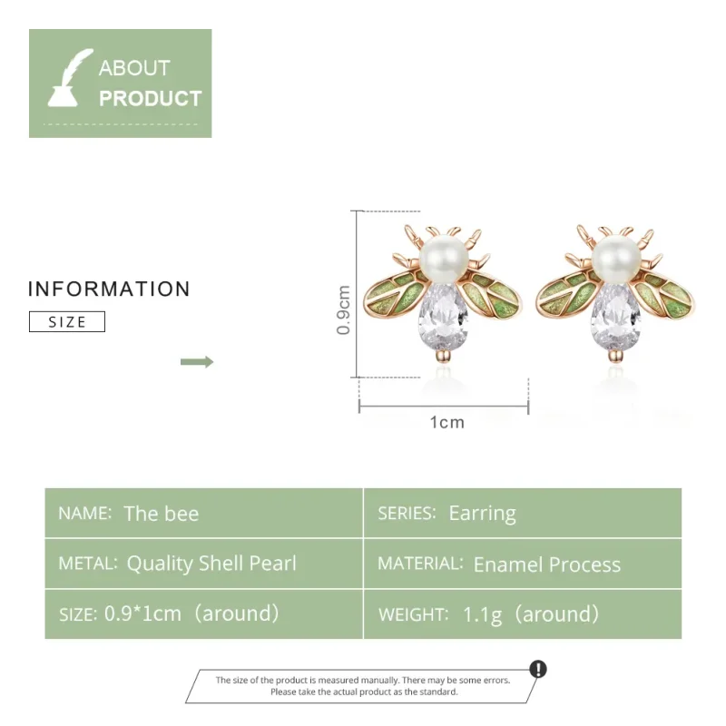(bilde for) Pandora Style Rose Gold Bee Form med perle øredobber - SCE643 - Vis 9